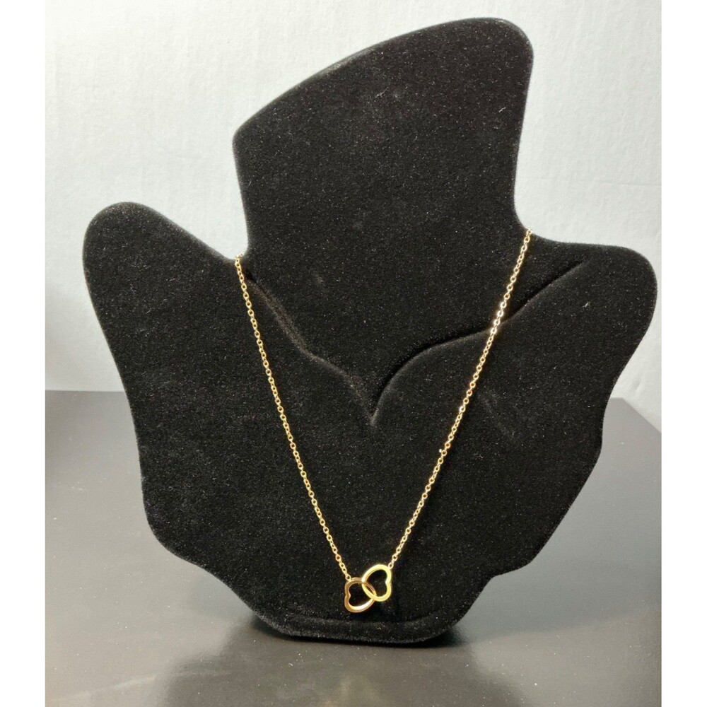 New Gold Tone Two Hearts Combined Necklace